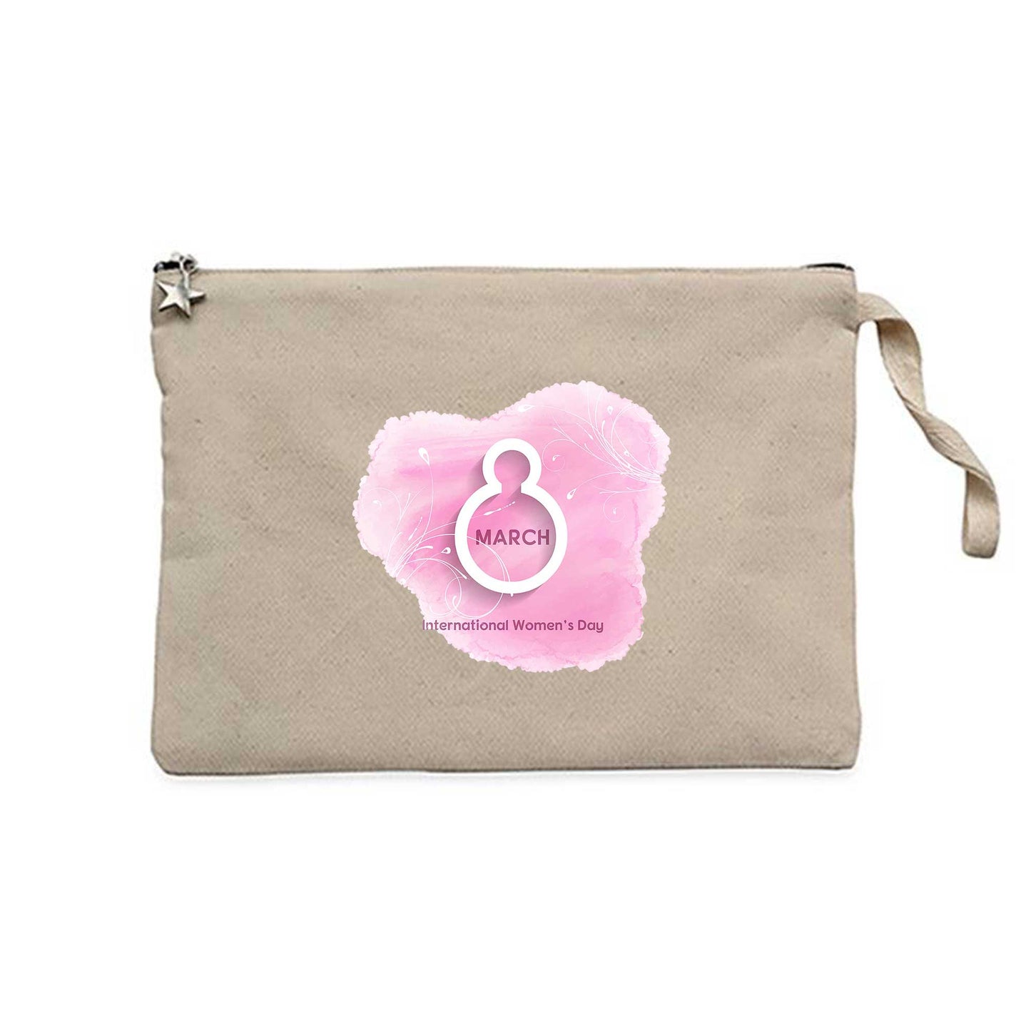 Soft Pink Women’s Day Krem Clutch Astarlı Cüzdan / El Çantası