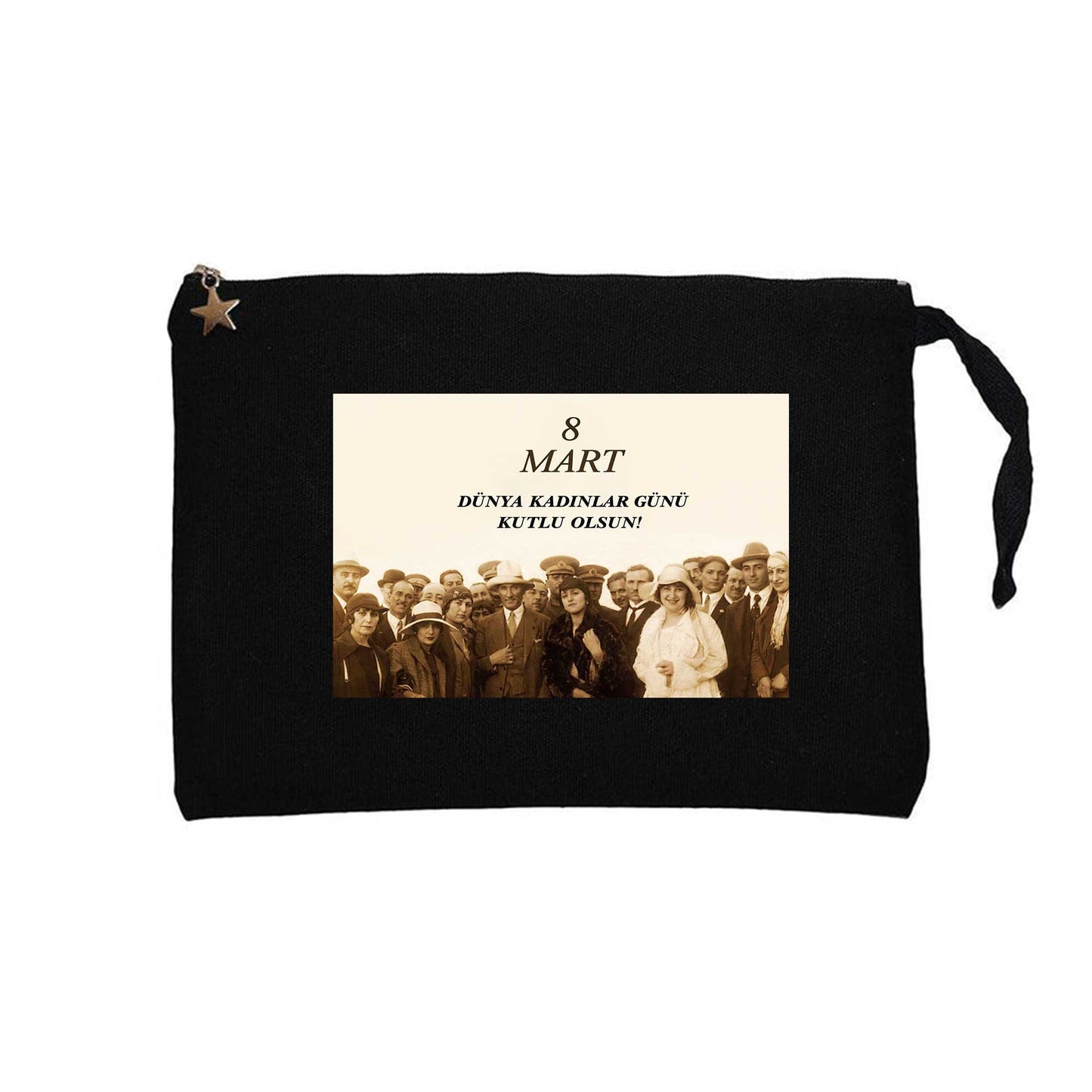 Cumhuriyet Kadınları Siyah Clutch Astarlı Cüzdan / El Çantası