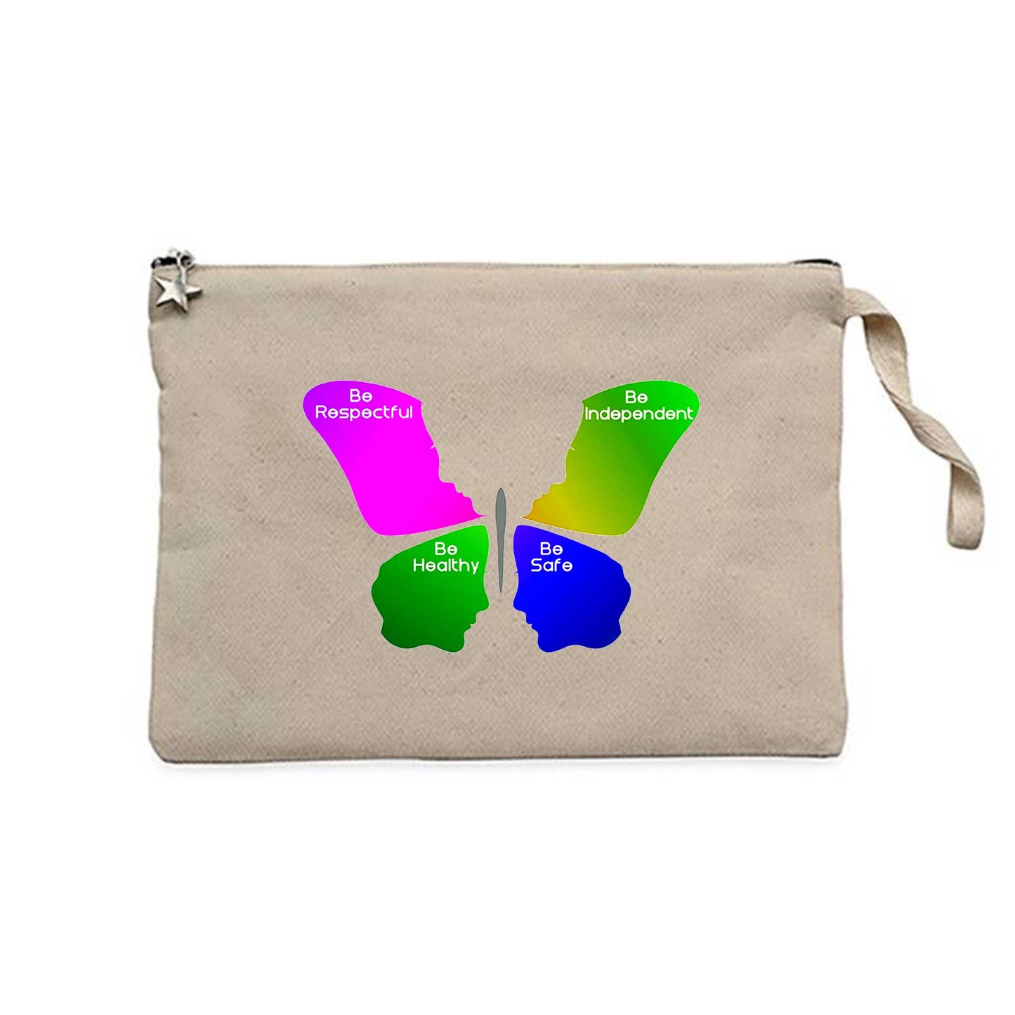 Kadın Hakları Kelebeği Krem Clutch Astarlı Cüzdan / El Çantası