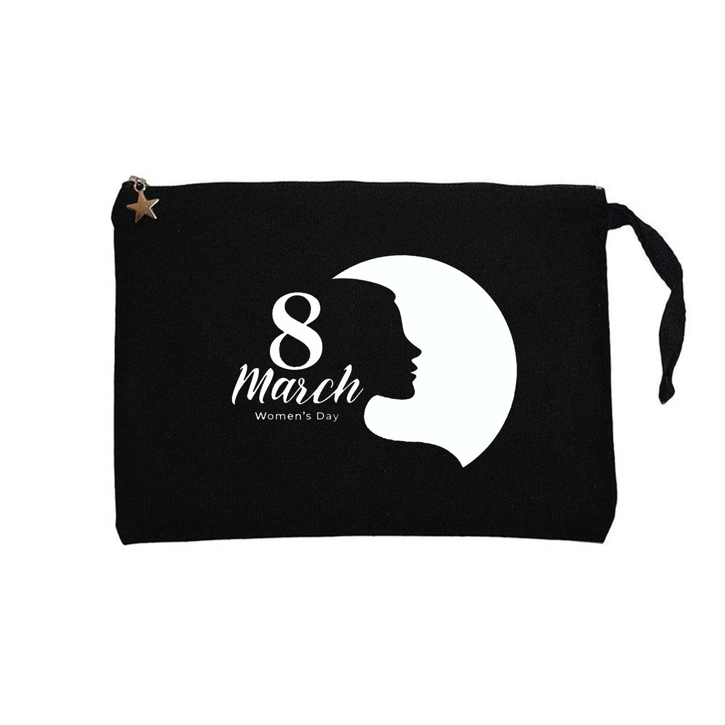 Kadın Silüeti 8 Mart Siyah Clutch Astarlı Cüzdan / El Çantası