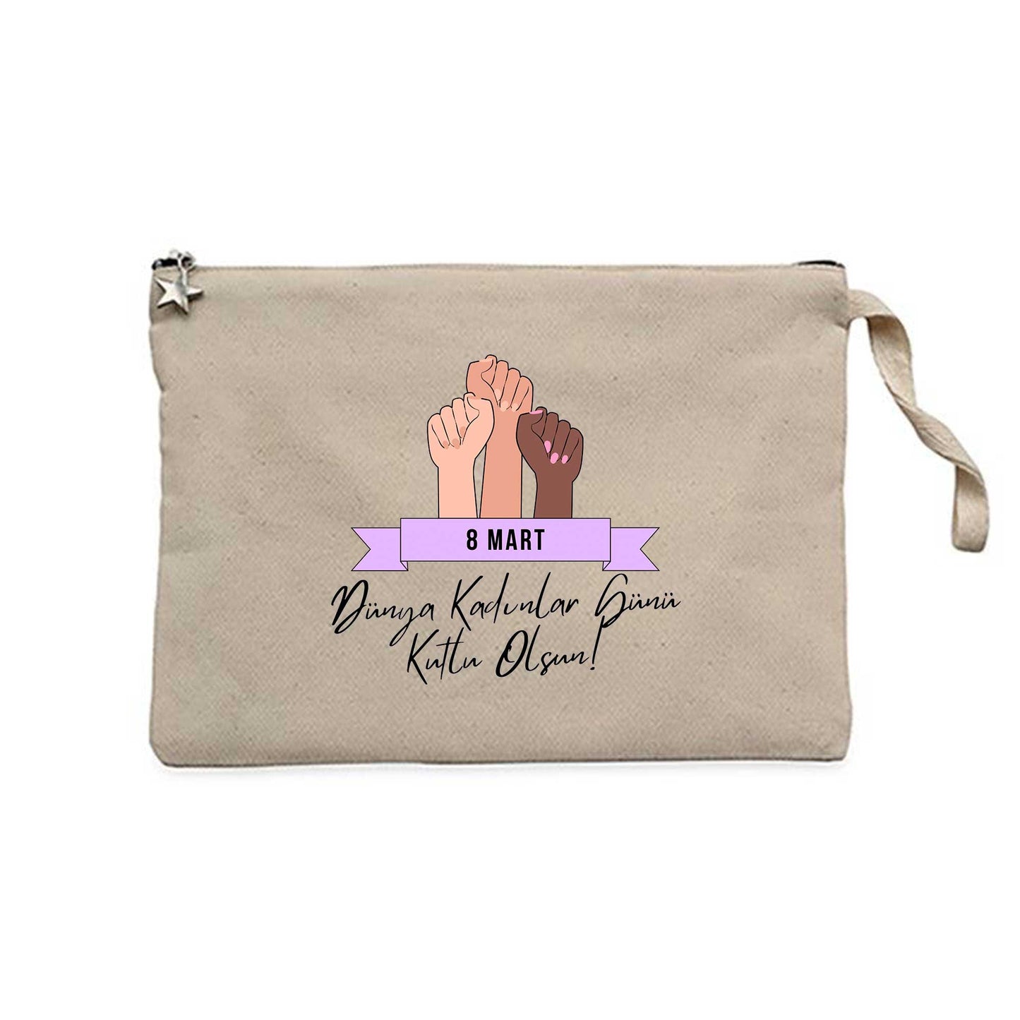 Birlikte Güçlüyüz Krem Clutch Astarlı Cüzdan / El Çantası