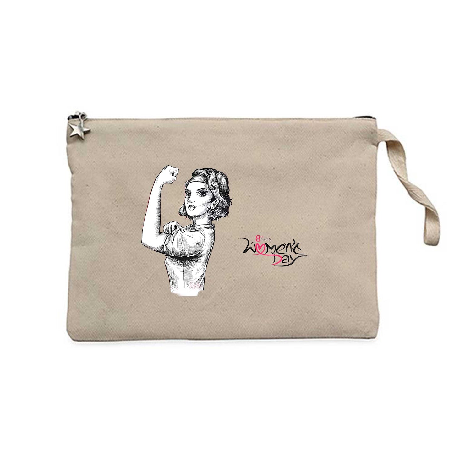 Güçlü Kadın Krem Clutch Astarlı Cüzdan / El Çantası