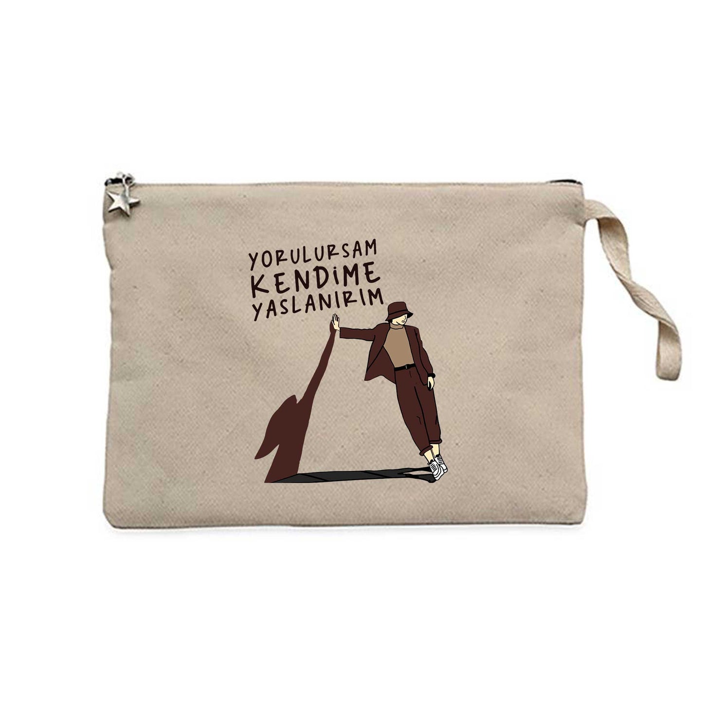Yorulursam Kendime Yaslanırım Krem Clutch Astarlı Cüzdan / El Çantası