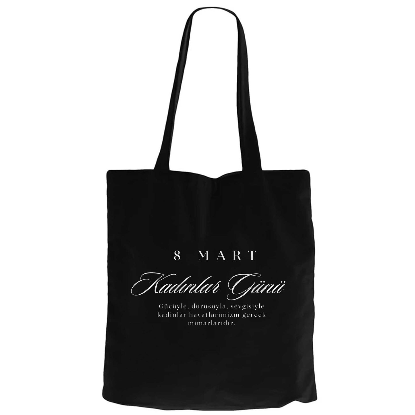 8 Mart Kadınlar Günü Yazı Fermuarlı Bez Çanta Gabardin