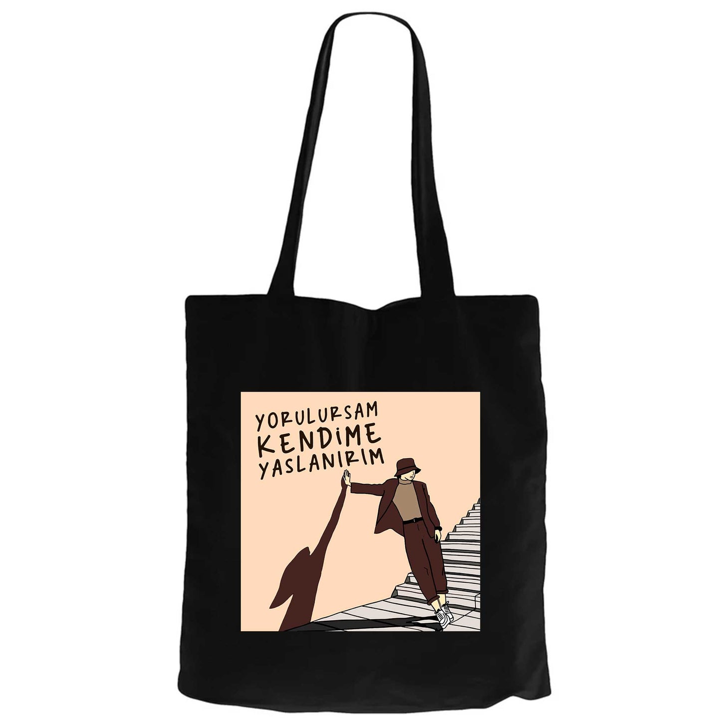 Kendine Yaslan Kadın Fermuarlı Bez Çanta Gabardin
