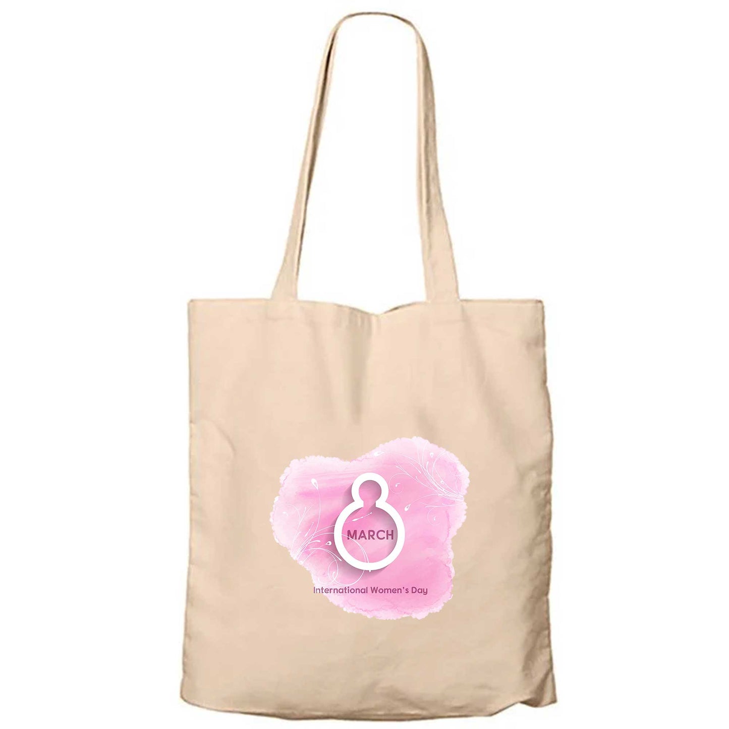 Soft Pink Women’s Day Fermuarlı Bez Çanta Gabardin