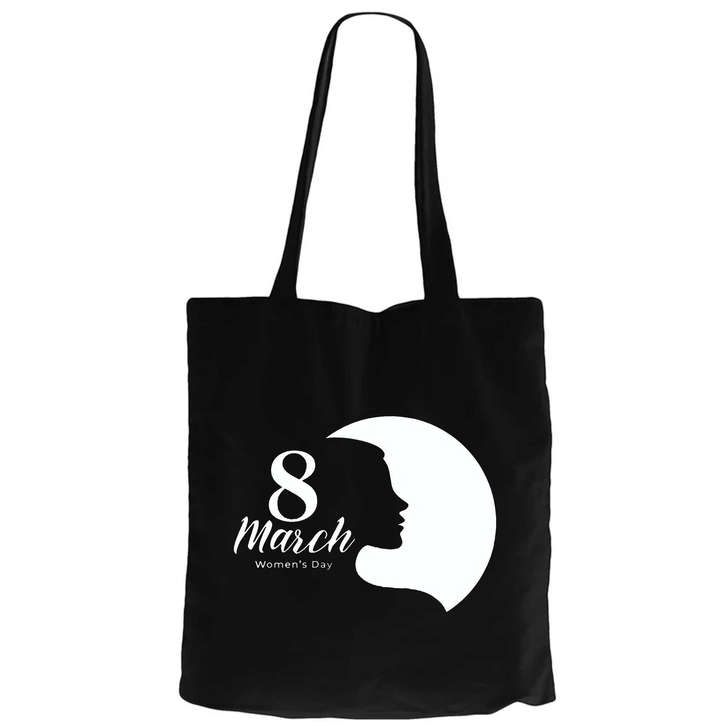 Kadın Silüeti 8 Mart Fermuarlı Bez Çanta Gabardin