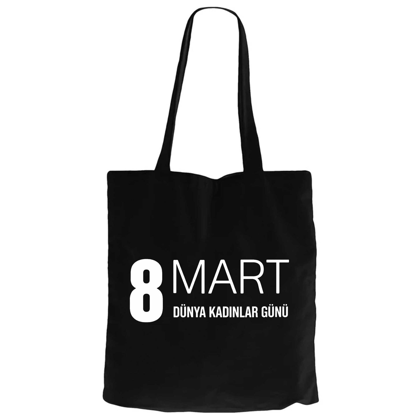 8 Mart Yazı Fermuarlı Bez Çanta Gabardin