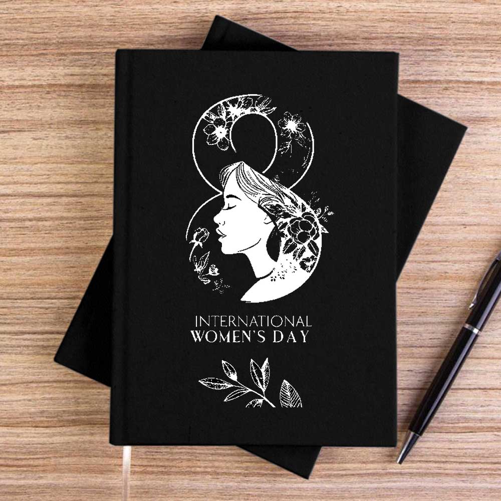 Monokrom 8 Mart Siyah Çizgisiz Kanvas Defter