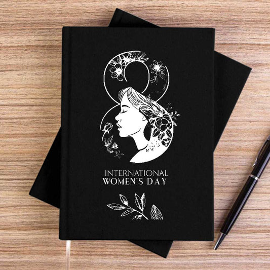 Monokrom 8 Mart Siyah Çizgisiz Kanvas Defter