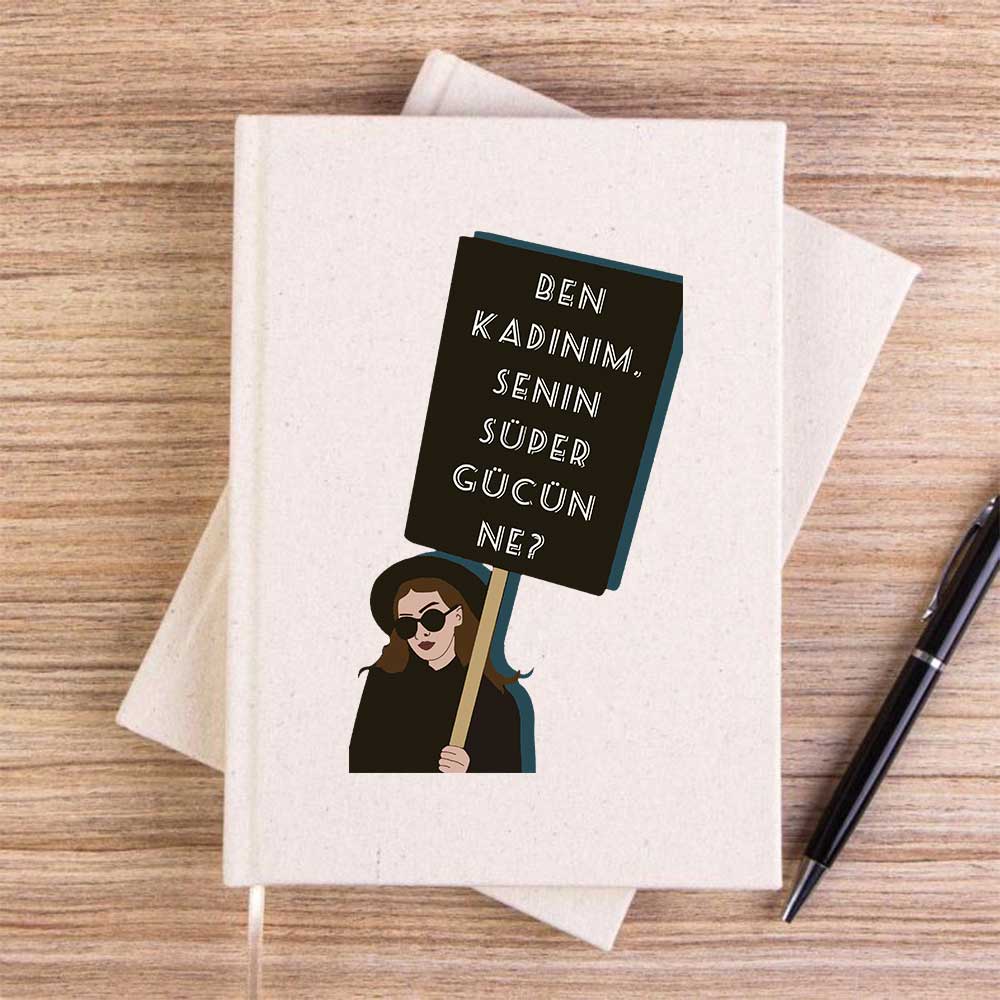 Ben Kadınım Krem  Çizgisiz Kanvas Defter