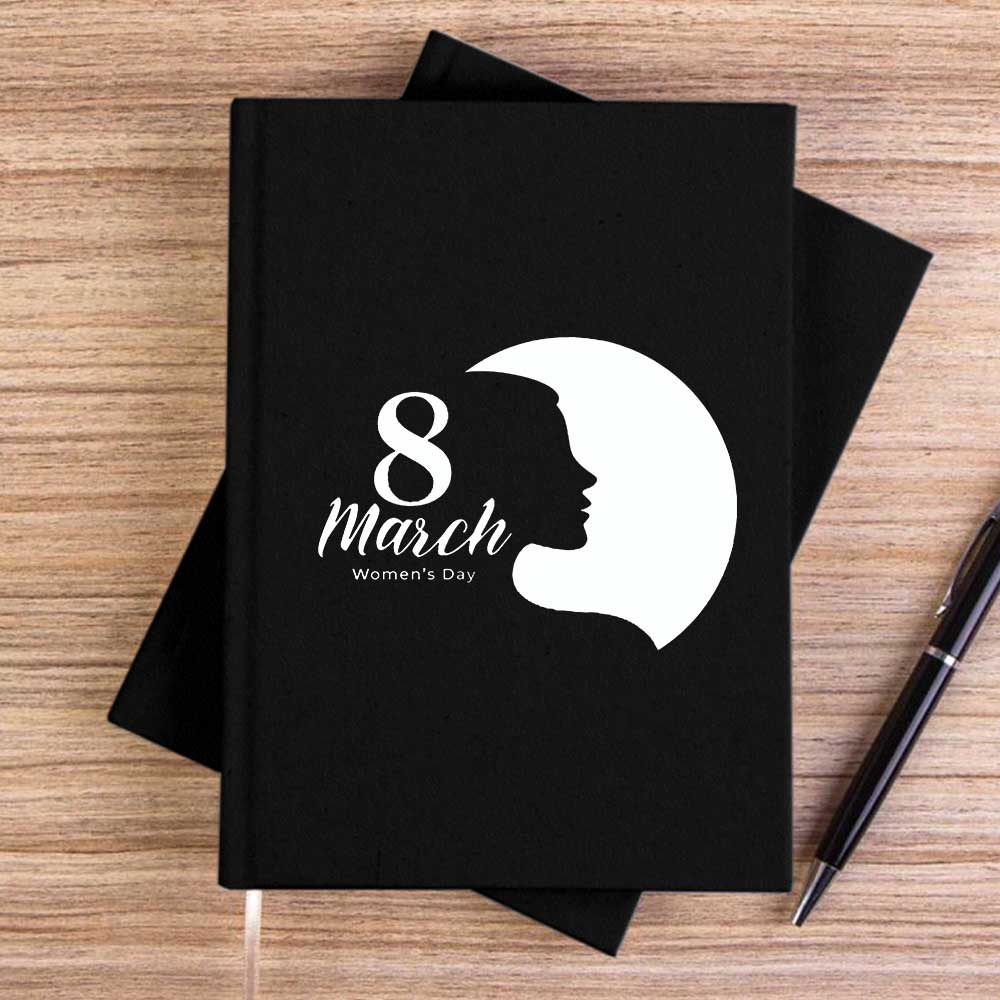 Kadın Silüeti 8 Mart Siyah Çizgisiz Kanvas Defter