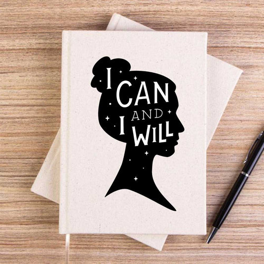 I can and I wil Krem Çizgisiz Kanvas Defter