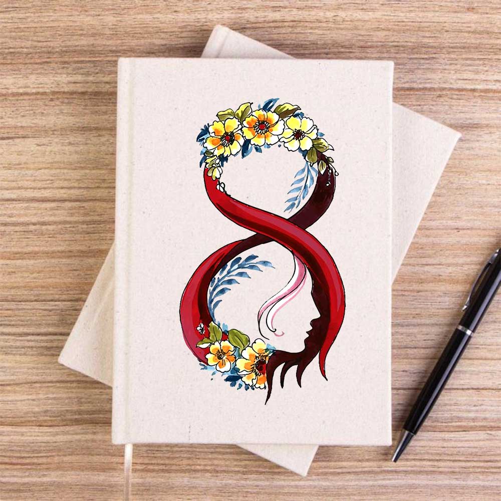 Women’s Day Özel Krem Çizgisiz Kanvas Defter