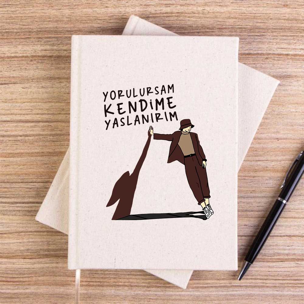 Yorulursam Kendime Yaslanırım Krem Çizgisiz Kanvas Defter