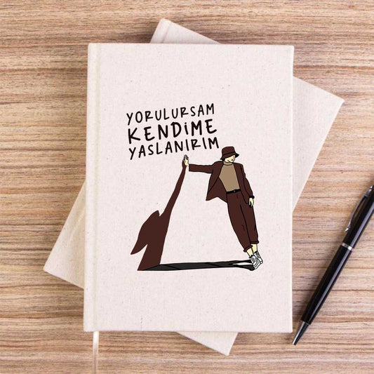 Yorulursam Kendime Yaslanırım Krem Çizgisiz Kanvas Defter