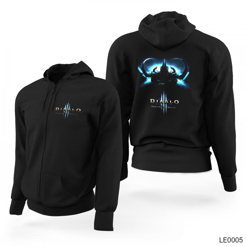 Diablo 3 Siyah Fermuarlı Limited Edition Kapşonlu Sweatshirt