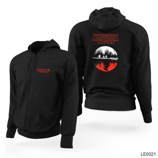 Stranger Things Siyah Fermuarlı Limited Edition Kapşonlu Sweatshirt