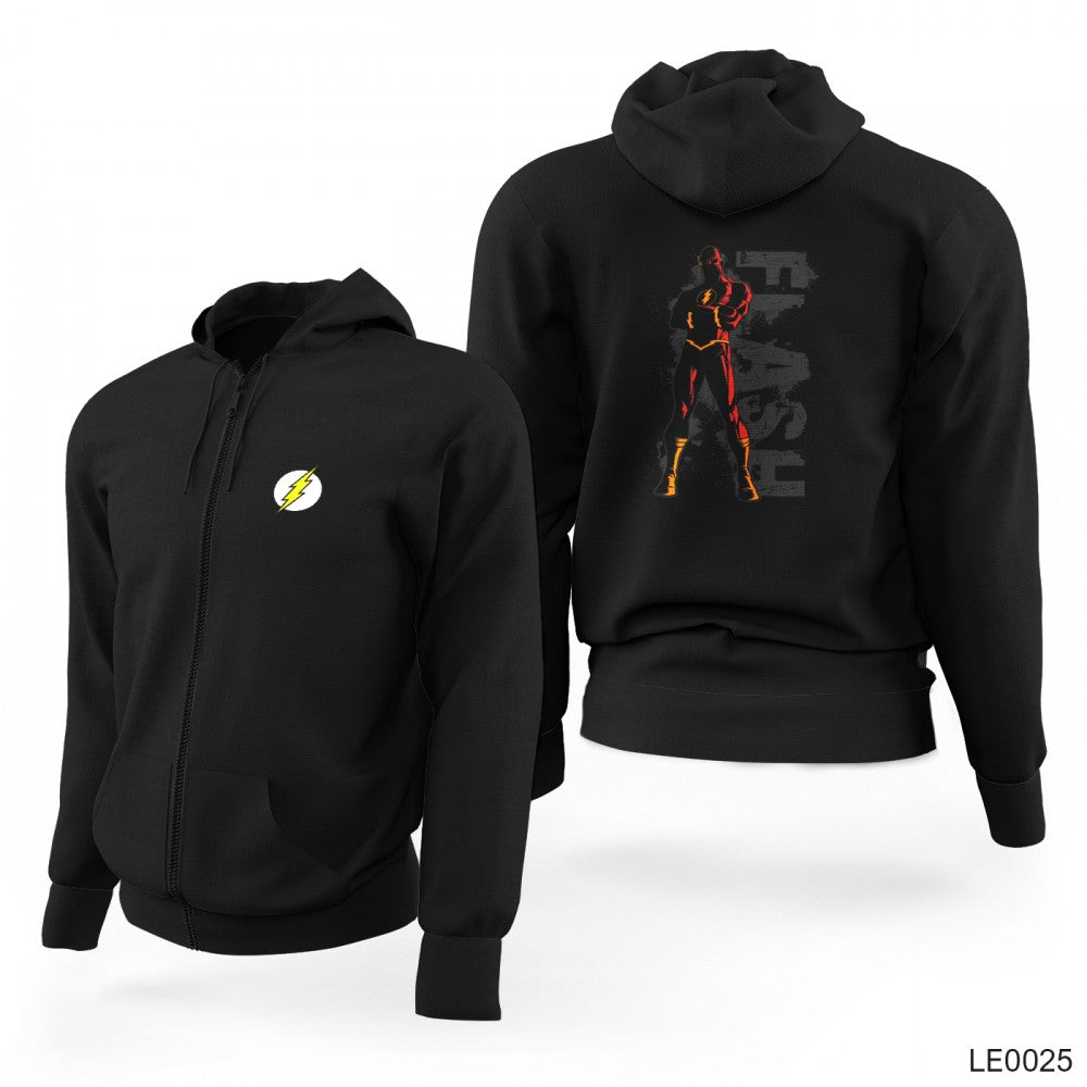 The Flash Siyah Fermuarlı Limited Edition Kapşonlu Sweatshirt