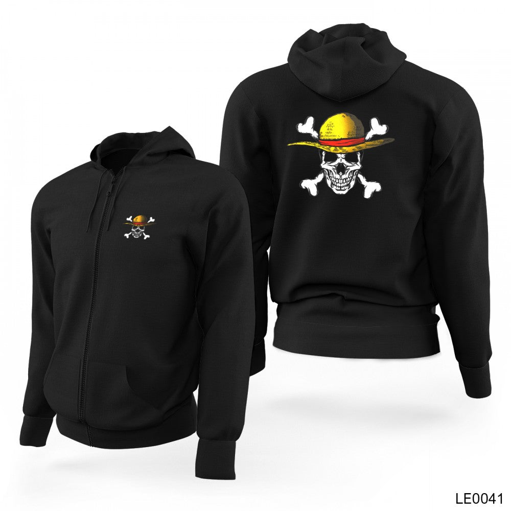 One Piece Siyah Fermuarlı Limited Edition Kapşonlu Sweatshirt