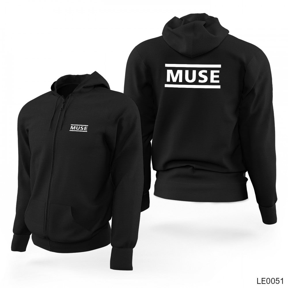 Muse Siyah Fermuarlı Limited Edition Kapşonlu Sweatshirt