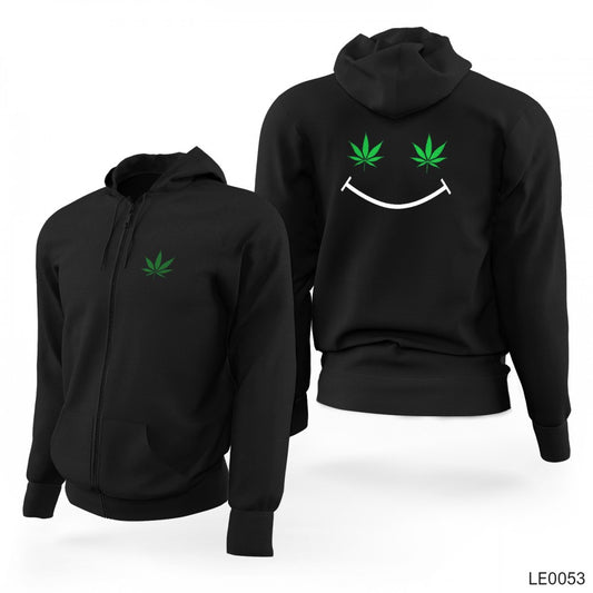 Cannabis Siyah Fermuarlı Limited Edition Kapşonlu Sweatshirt