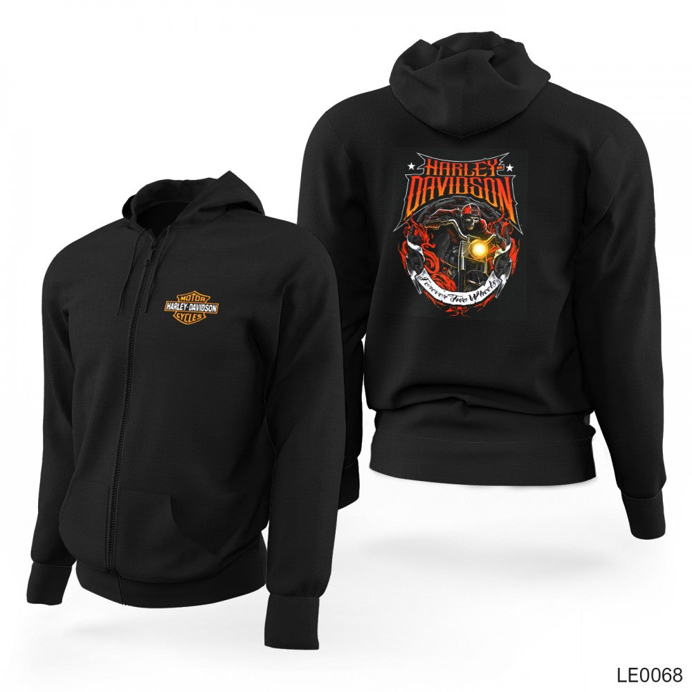 Harley Davidson Siyah Fermuarlı Limited Edition Kapşonlu Sweatshirt