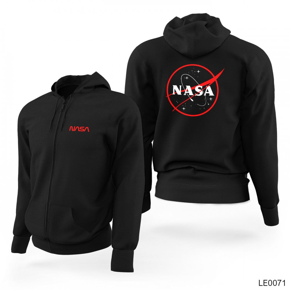 Nasa Siyah Fermuarlı Limited Edition Kapşonlu Sweatshirt