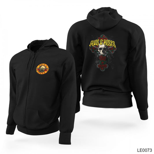 Guns N Roses Siyah Fermuarlı Limited Edition Kapşonlu Sweatshirt