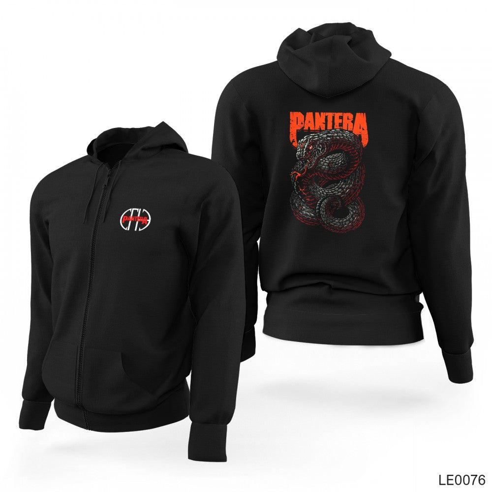 Pantera Siyah Fermuarlı Limited Edition Kapşonlu Sweatshirt