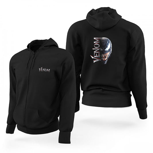 Venom Siyah Fermuarlı Limited Edition Kapşonlu Sweatshirt