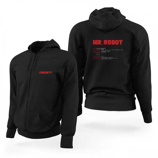 İndirimli Mr.Robot Fsociety Siyah Fermuarlı Limited Edition Kapşonlu Sweatshirt