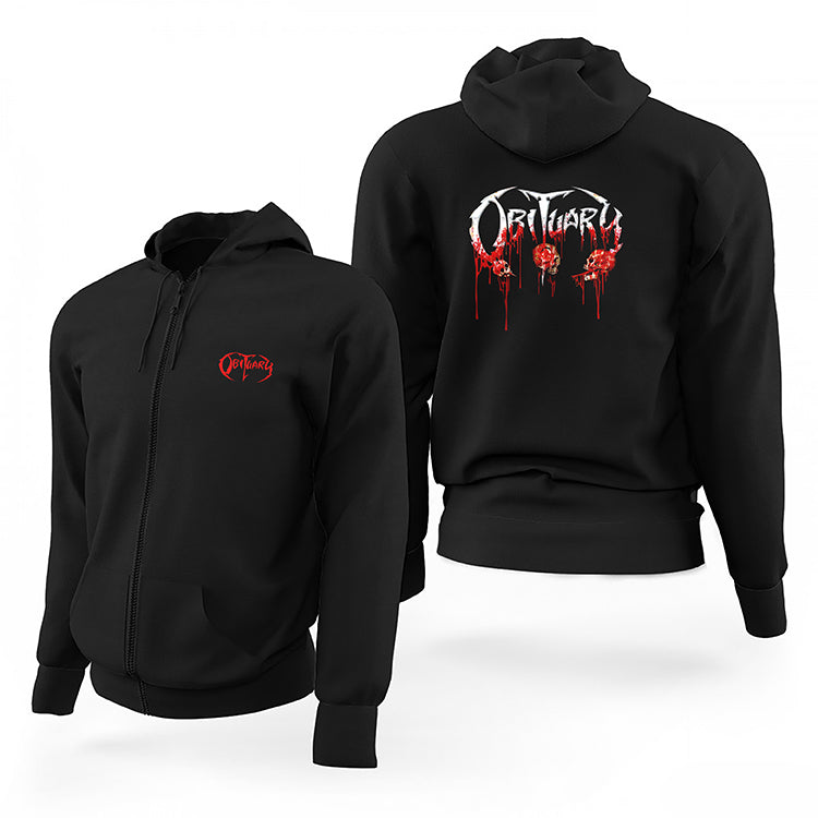 Obituary Bloody Skull Siyah Fermuarlı Limited Edition Kapşonlu Sweatshirt