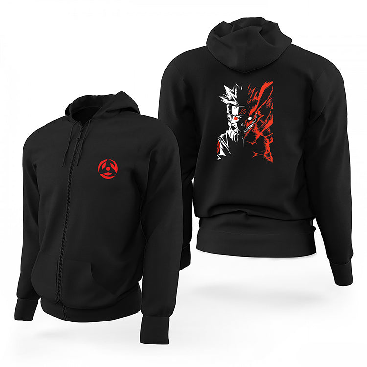 İndirimli Naruto Siyah Fermuarlı Limited Edition Kapşonlu Sweatshirt