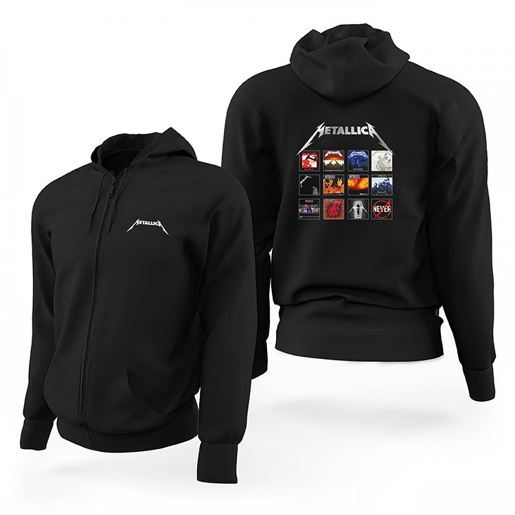 Metallica Album Covers Siyah Fermuarlı Limited Edition Kapşonlu Sweatshirt