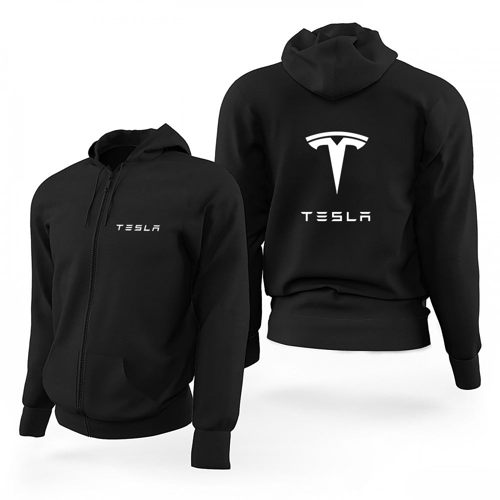 Tesla Siyah Fermuarlı Limited Edition Kapşonlu Sweatshirt