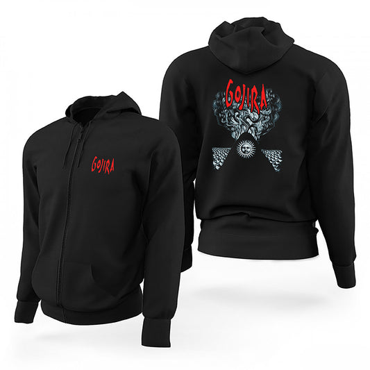 Gojira Magma Siyah Fermuarlı Limited Edition Kapşonlu Sweatshirt