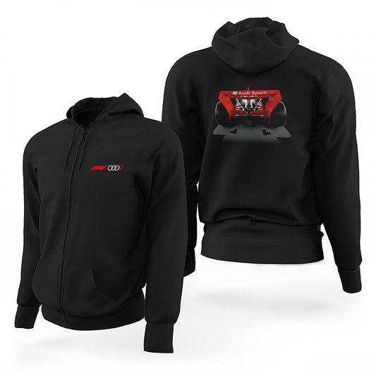 F1 Audi Sport Back Siyah Fermuarlı Limited Edition Kapşonlu Sweatshirt