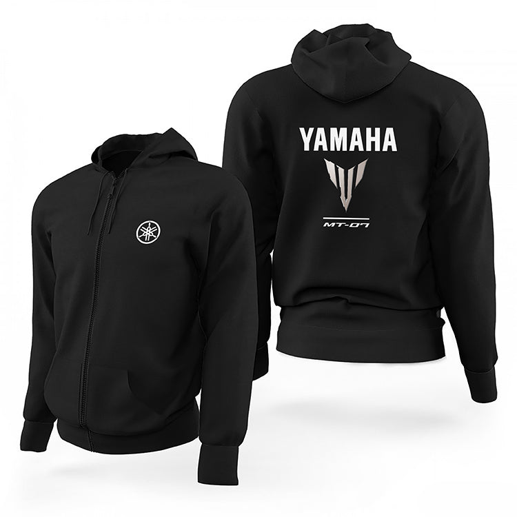 Yamaha MT07 Logo Siyah Fermuarlı Limited Edition Kapşonlu Sweatshirt