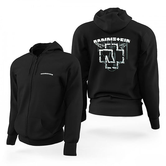 Rammstein Chain Logo Siyah Fermuarlı Limited Edition Kapşonlu Sweatshirt