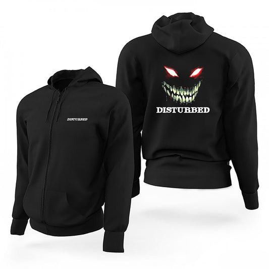 Disturbed Teeth and Eyes Siyah Fermuarlı Limited Edition Kapşonlu Sweatshirt