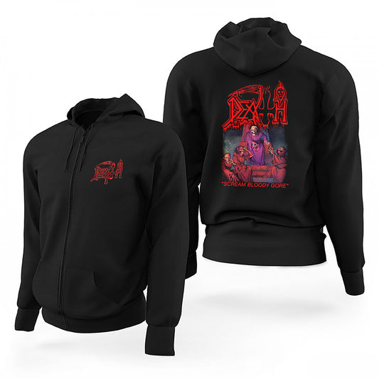 Death Scream Bloody Gore Siyah Fermuarlı Limited Edition Kapşonlu Sweatshirt