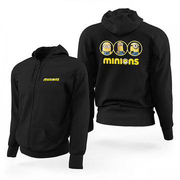 Minions Siyah Fermuarlı Limited Edition Kapşonlu Sweatshirt