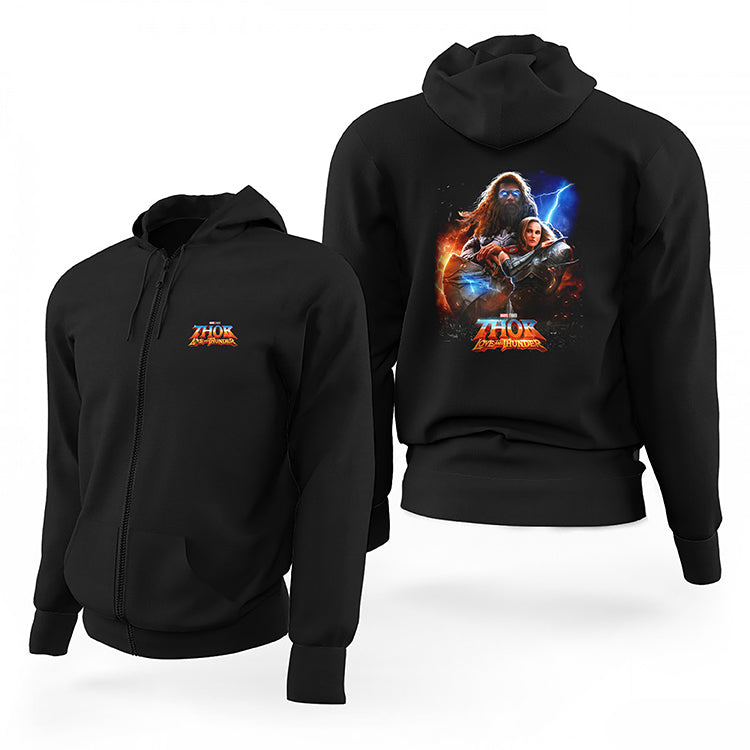 Thor Aşk ve Gök Gürültüsü Love Siyah Fermuarlı Limited Edition Kapşonlu Sweatshirt
