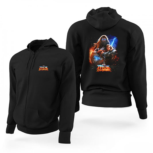 Thor Aşk ve Gök Gürültüsü Love Siyah Fermuarlı Limited Edition Kapşonlu Sweatshirt