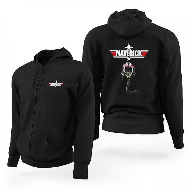 Top Gun Helmet Siyah Fermuarlı Limited Edition Kapşonlu Sweatshirt