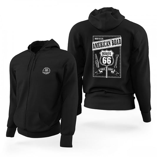 Route66 Free Soul Siyah Fermuarlı Limited Edition Kapşonlu Sweatshirt