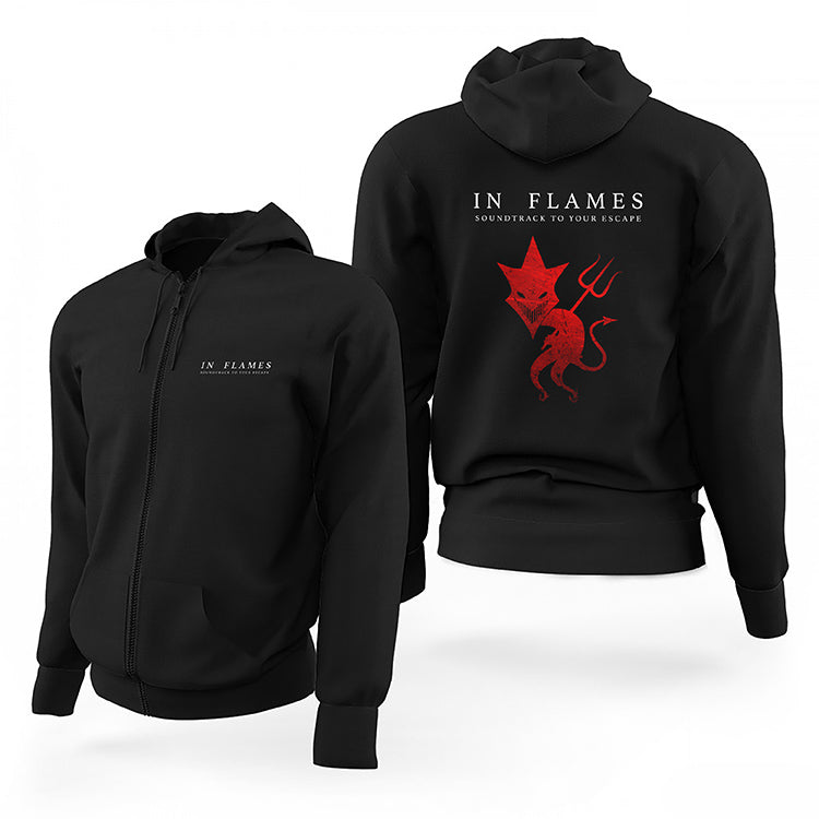 In Flames Siyah Fermuarlı Limited Edition Kapşonlu Sweatshirt