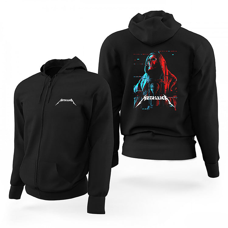 Metallica Red Blue Siyah Fermuarlı Limited Edition Kapşonlu Sweatshirt