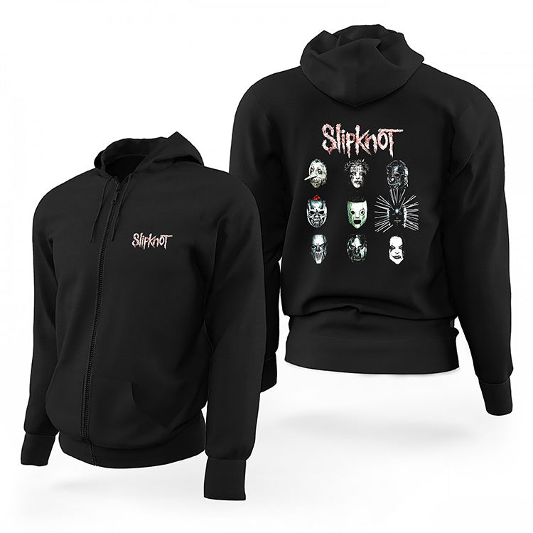 Slipknot Group Face Siyah Fermuarlı Limited Edition Kapşonlu Sweatshirt